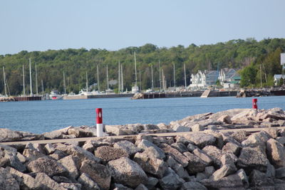 Scenic view of sea against clear sky