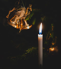 Close-up of illuminated candle