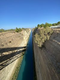 Scenic view of river against clear blue sky