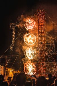 Firework display at night