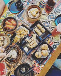 High angle view of food on table