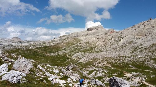 Panoramic view of landscape and mountains against sky