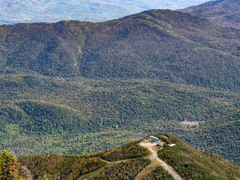 A bird eye view of the highest point of whiteface mountain ski area by lake placid, new york state.