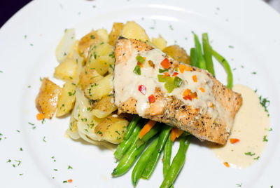 Close-up of food served in plate