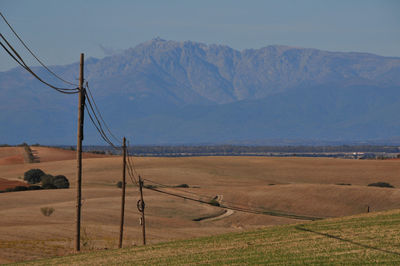 Scenic view of field against mountains