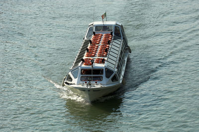 Boat sailing in sea