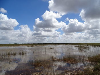 Scenic view of lake against sky