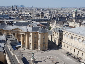 High angle view of buildings in city