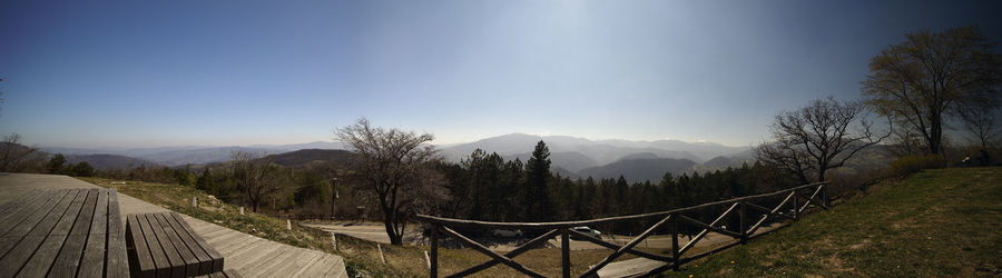 Panoramic shot of trees on landscape against sky