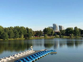 Scenic view of lake against clear sky