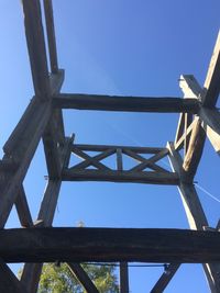 Low angle view of structure against clear blue sky