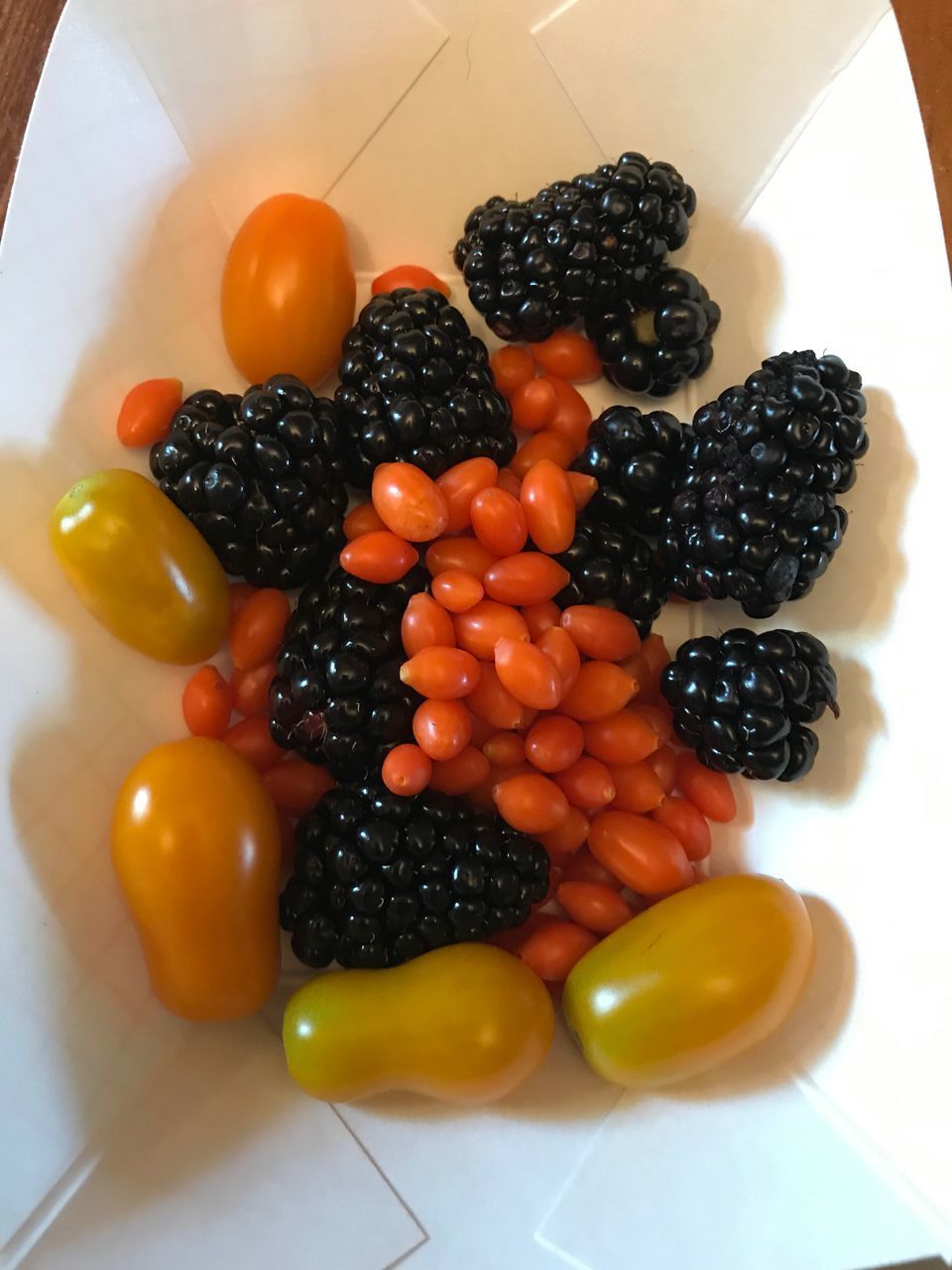 HIGH ANGLE VIEW OF FRUITS IN PLATE