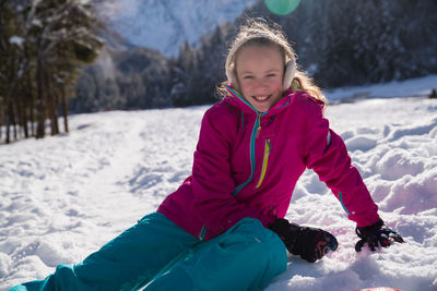 Portrait of a girl in snow