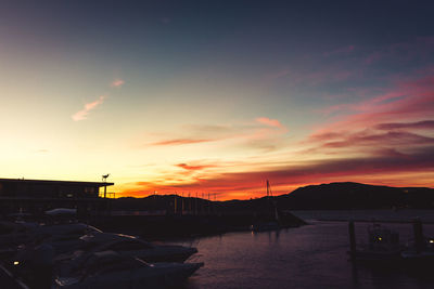 View of calm sea at sunset