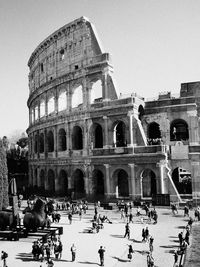 Tourists in front of historical building