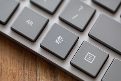 Close-up of computer keyboard on table
