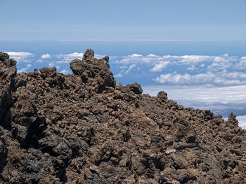 Rock formation on land against sky