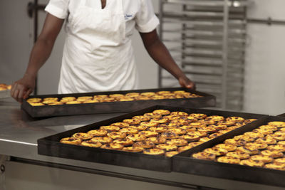 Midsection of man preparing food