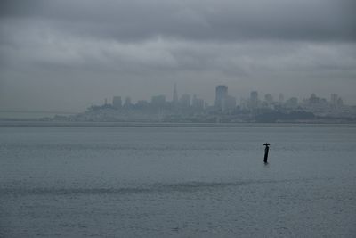 Scenic view of sea and buildings against sky