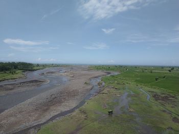 Scenic view of land against sky