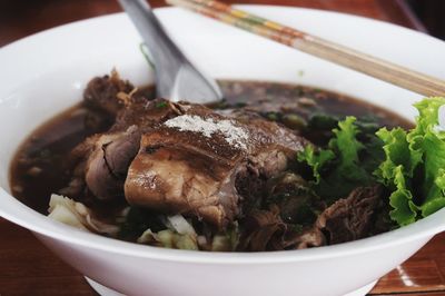 Close-up of meal served in bowl