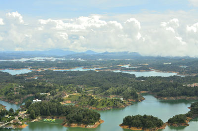 Scenic view of lake against sky