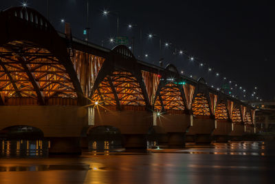 Illuminated seongsan bridge over han river at night