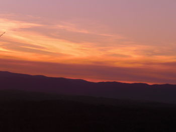 Scenic view of mountains at sunset