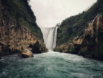 Scenic view of waterfall