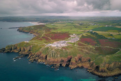 High angle view of sea against sky