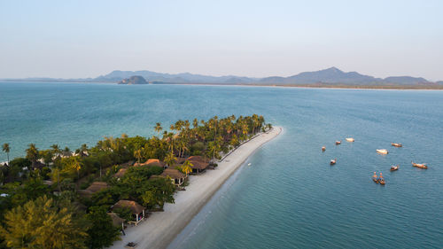 Aerial view of koh mook or koh muk island at trang, thailand. it is a small idyllic island 
