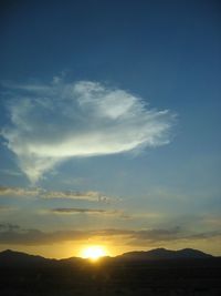 Scenic view of silhouette mountain against sky during sunset