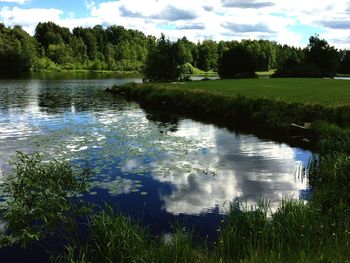 Scenic view of lake against sky