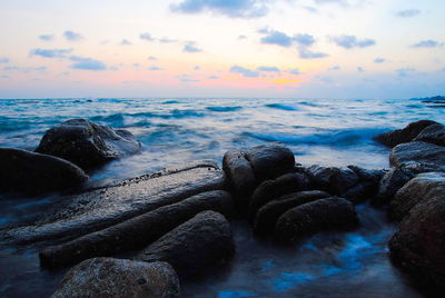 Scenic view of sea against sky during sunset