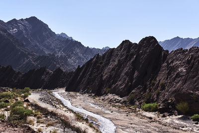 Scenic view of mountains against clear sky