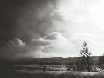 Scenic view of landscape against cloudy sky