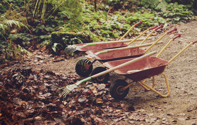 Abandoned cart on field