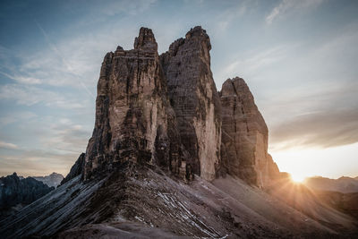 Tre cime di lavaredo at sunset