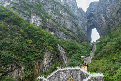 Low angle view of castle on mountain