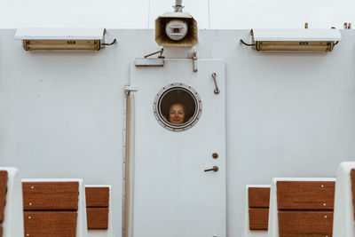 Close-up of door knocker on wall