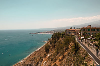 High angle view of sea against sky