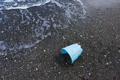 High angle view of wet road on beach