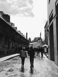 People walking on city street