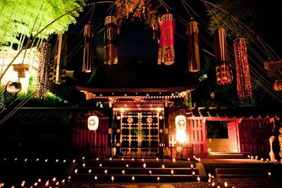 Illuminated temple at night