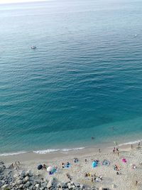 High angle view of people on beach