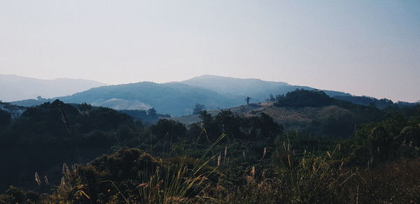 Scenic view of mountains against clear sky