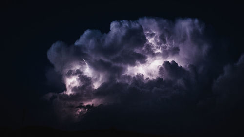 Lightning in sky at night