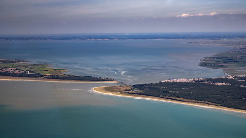 High angle view of beach against sky