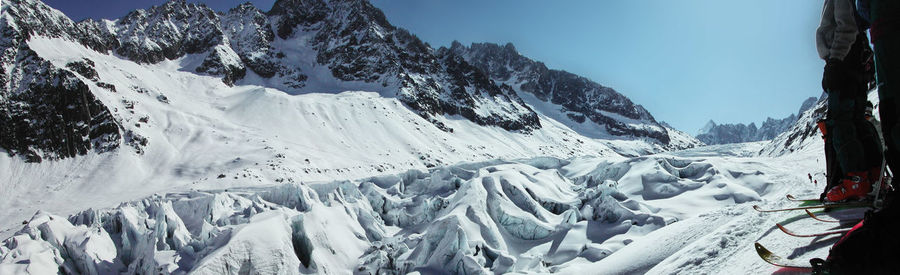 Panoramic view of snowcapped mountains against sky