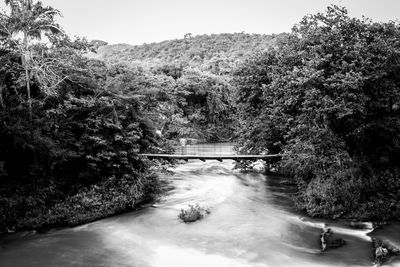 Bridge over river against clear sky